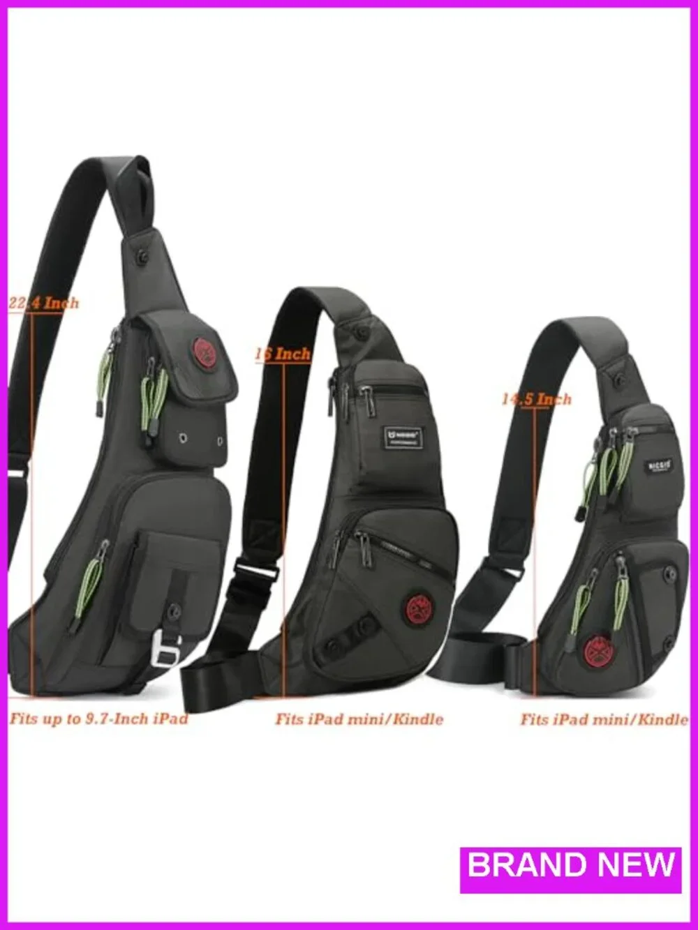Nylon Sling Bag for Men Women Anti-Theft Crossbody Chest Shoulder Backpack